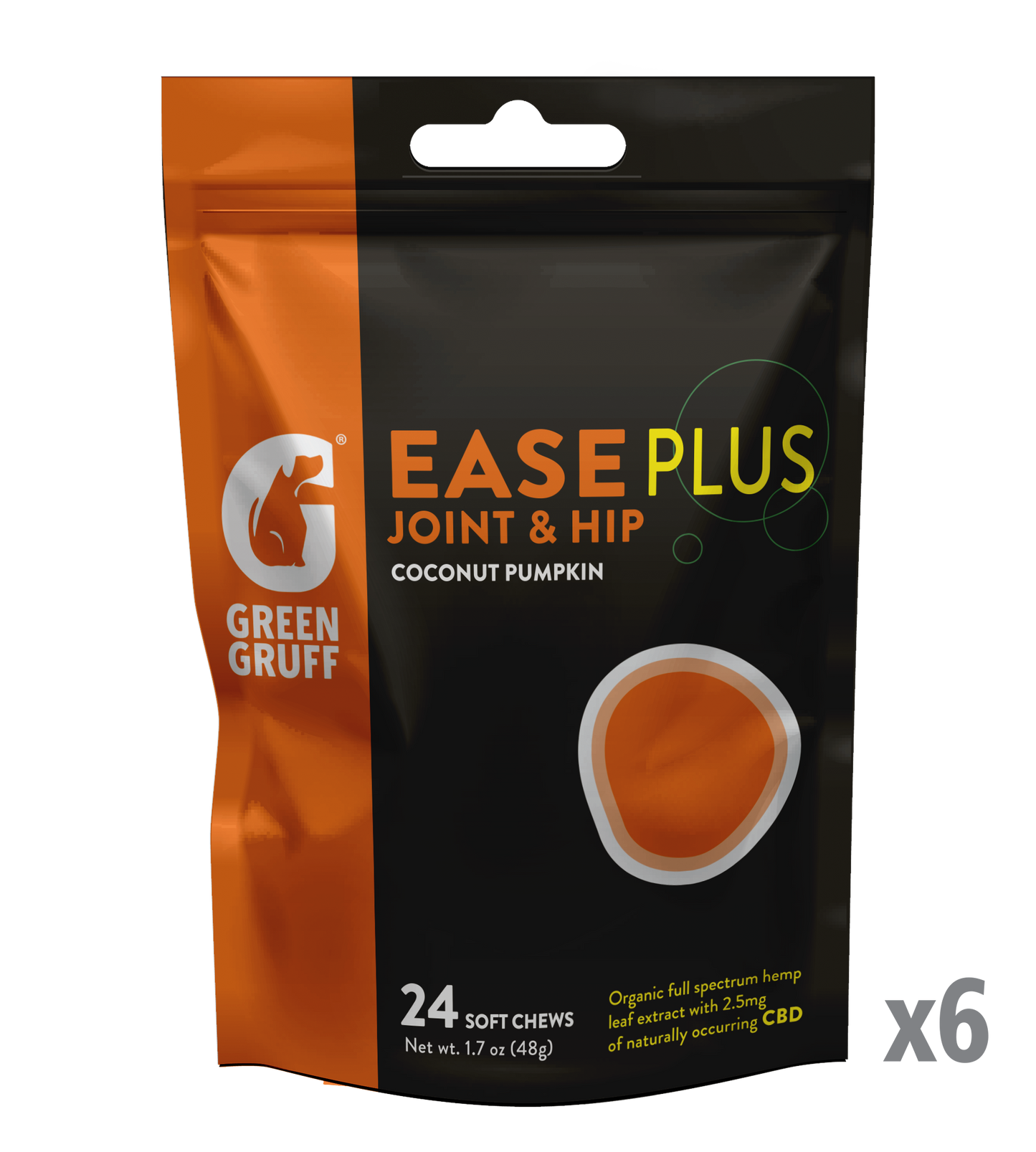 Green Gruff - Ease Plus CBD - 6 bags (24 chews per bag)