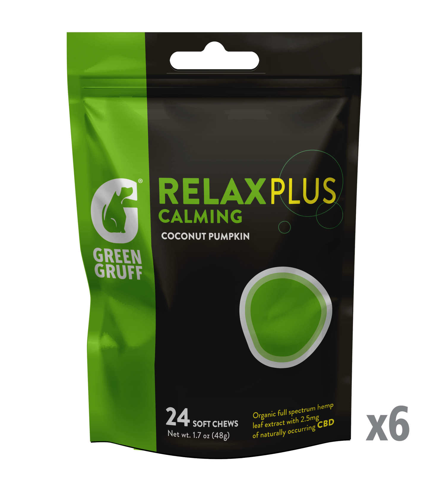 Green Gruff - Relax Plus CBD - 6 bags (24 chews per bag)